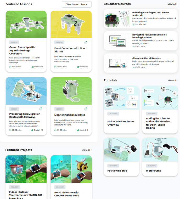lesson library dashboard
